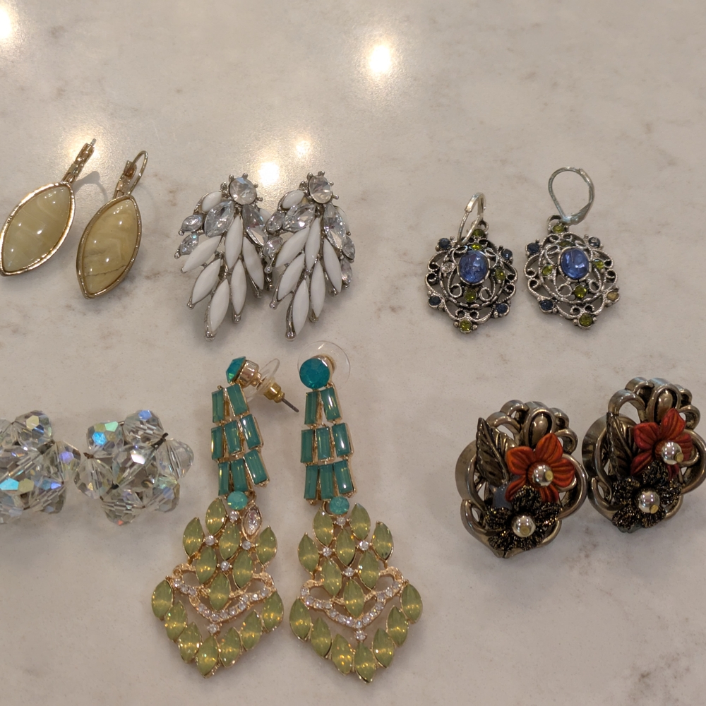 Elegant Multi-Color Earrings Set Of 6 Pair